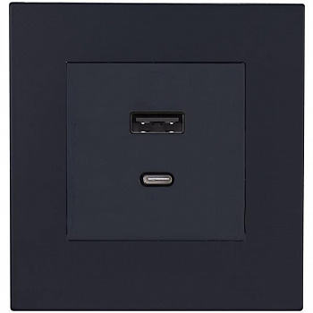 Розетка USB/C внутр. монтажа Bilbao (черная)
