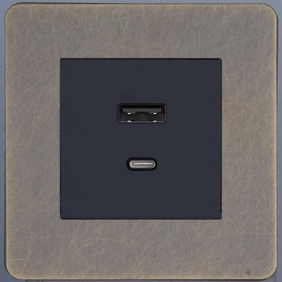 Розетка USB/C внутр. монтажа Leon (антик)