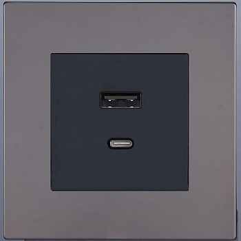Розетка USB/C внутр. монтажа Toledo (темн. хром)