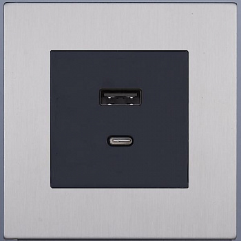 Розетка USB/C внутр. монтажа Bilbao (никель)